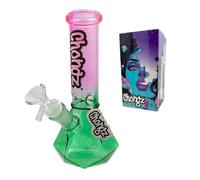 Chongz Glass Bong Mini Gemstone Bong 20cm - Premium Borosilicate Glass Water Pipe with Compact Portable Design & Ice Spike (Green/Pink)
