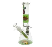 Chongz Glass Freak Scene 25cm Beaker Water Pipe - Premium Borosilicate Glass with Psychedelic Swirl Design, Artistic Collectible (Green)