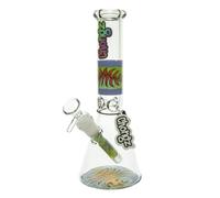 Chongz Glass Freak Scene 25cm Beaker Water Pipe - Premium Borosilicate Glass with Psychedelic Swirl Design, Artistic Collectible (Blue)