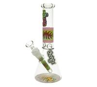 Chongz Glass Freak Scene 25cm Beaker Water Pipe - Premium Borosilicate Glass with Psychedelic Swirl Design, Artistic Collectible (Pink)