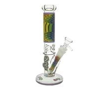 Chongz Ice Bong 25cm Straight Glass Water Pipe - 5mm Thick Borosilicate with Ice Chamber | Premium Bongs (Purple)
