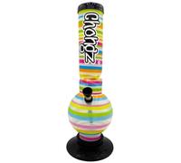CHONGZ Stone and Dethrone Acrylic Bong Plastic Waterpipe Pipe, with Ice Pinch 30cm - Colourful Lines