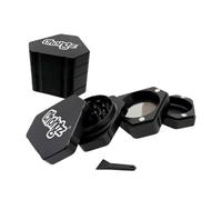 Chongz Trifecta 44mm Herb Grinder - 4 Part Aluminium Metal Grinder with Diamond Teeth, Magnetic Lid & Material Catcher - Portable Travel Grinder (Black)