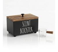 CHONIC Laundry Scent Booster Container, Farmhouse Scent Beads Storage Organization, Rustic Wood Dispenser for Clothing Fragrance Beads, Laundry Room Powder Box, Laundry Detergent Organizer Bin(Black)