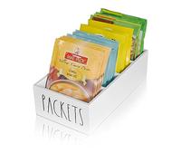 CHONIC Seasoning Organizer, Pantry Storage Bins for Food Mixes, Spices, Gravy, Taco, and Dressing Packets - Modern Farmhouse Kitchen Organization (White)