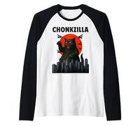 Chonk Oh Lawd, He Comin' ChonkZilla Funny Cat Meme Raglan Baseball Tee