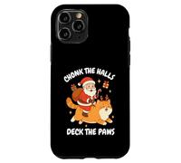 Chonk The Halls Deck The Paws Xmas Santa Riding Cat Case for iPhone 11 Pro