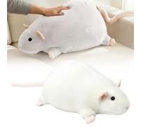 Chonky Rat Plushie,Plush Mice 35cm,Mouse Plush Toy,Soft Stuffed Fat Rat Toy Soft Stuffed Animal Cuddly Toys Fat Rats Animal Cute Plushie for Cuddling Huggable Bedroom Decor Comfort Companion (White)