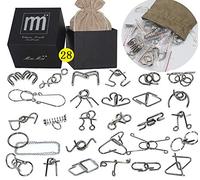 Chonor 28pcs Mini Brain Teasers Metal Wire Puzzle Set IQ Test Mind Game Logic Educational Intelligence Toy for Adults and Kids