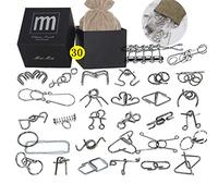 Chonor 30 PCS Mini Brain Teasers Metal Wire Puzzle Set IQ Test Mind Game Logic Educational Intelligence Toy for Adults and Kids