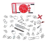 Chonor 32 PCS Mini Brain Teasers Metal Wire Puzzle Set IQ Test Mind Game Logic Educational Intelligence Toy for Adults and Kids