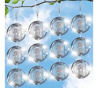 CHONOVO Bird Deterrents for Outside, 12 Discs 4 Set Reflective Dog Wind Spinners, 3D Bird Scare Devices to Keep Woodpecker Pigeon Away, Outdoor Hanging Bird Reflectors for Patio, Roof, Garden, Yard
