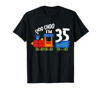 Choo Choo I'm 35th Birthday Train Theme 35 Year Old B-Day T-Shirt