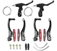 Chooee Mountain Bike Linear V-Brake Set, Bicycle Front and Rear V-Brakes,black/red