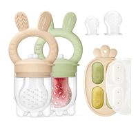 ChooKaChoo 2 Packs Baby Fruit Feeder & Mini Freezer with Nibble Tray, Push Pop Baby Food Feeder to Safely Introduce New Foods