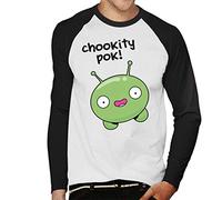 Chookity Pok Mooncake Final Space Men's Baseball Long Sleeved T-Shirt White/Black
