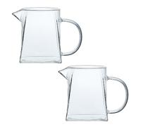 CHOOLD 11oz Square Bottom Clear Glass Milk Creamer Pitcher, Set of 2