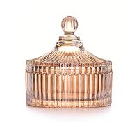 CHOOLD Luxury Colorful Tent Shaped Crystal Candy Jar with Lid,Clear Glass Apothecary Jar Wedding Candy Buffet Jar Food Jar (10oz/24oz) (Amber-L)