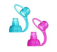 ChooMee SoftSip Food Pouch Top | No-Spill Flow Control Topper | Protect Gums | Baby Led Weaning | BPA Silicone Reusable Spout | 2CT Aqua Purple