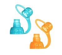 ChooMee SoftSip Food Pouch Top | No-Spill Flow Control Topper | Protect Gums | Baby Led Weaning | BPA Silicone Reusable Spout | 2CT Orange Aqua