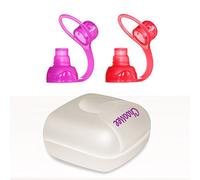 ChooMee SoftSip Silicone Pouch Top + White Travel Case | No-Spill Baby Food Topper | Protect Gums | BPA Free Reusable Feeding Spout | 2CT Red Purple