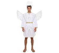 Choomomo Adult Men Angel Costume Long Sleeve Stage Show Robe Themed Party Halloween Party Music Festival White A XXL