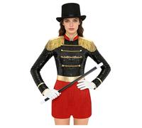 Choomomo Adult Women's Magician Costume with Hat Magic Wand Gloves Trapeze Artist Circus Acrobat Costume Black M