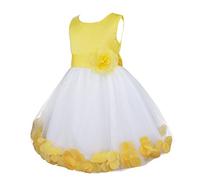 Choomomo Big Girls Sleeveless Petals Wedding Bridesmaid Flower Girl Dress Baby Shower Party Ball Gown Yellow 3-4 Years