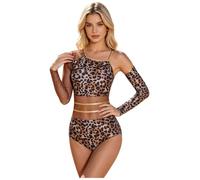 Choomomo Cavewoman Costume for Women One Shoulder Mesh Bodysuit Brown S