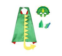 Choomomo Dinosaur Cape Kids Dragon Fancy Dress Costume Set Dinosaur Cloak with Mask for Boys Girls Themed Party Birthday Role Play Green One Size