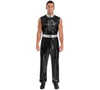 Choomomo Men Adult Jazz Hip Hop Costume Festival Party Rave Outfits Male Space Suit for Halloween party Black 3XL