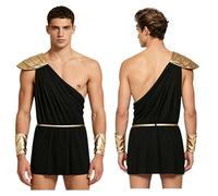 Choomomo Men Ancient Gr osplay One Shoulder Sleeveless Romper Stage Performance Costumes Skirted Leotard Black S