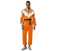 Choomomo Men Space Cowboy Outfit Adult Astronaut Cosplay Costume Long Sleeve Tassels Jumpsuit with Belt Orange L