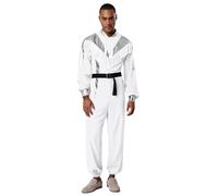 Choomomo Men Space Cowboy Outfit Adult Astronaut Cosplay Costume Long Sleeve Tassels Jumpsuit with Belt White L