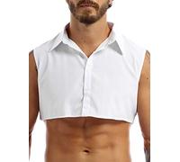 Choomomo Mens Fashion Fake Collar Detachable Dickey Collar Solid Color Decorative Half Shirts False Collar White Large