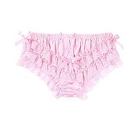 Choomomo Men's Shiny Satin Frilly Sissy Skirted Panties Mooning Boxer Briefs Girly Underwear Pink X-Large