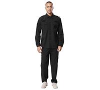 Choomomo Unisex Security Guards Uniforms Quick Drying 2Pc Apparel Suit Elastic Drillmaster Training Set Black Long Sleeve 170
