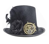 Choomomo Victorian Steampunk Top Hat, Classic Goggles Vintage Accessories Set For Adult Halloween Dress Up Black D One Size