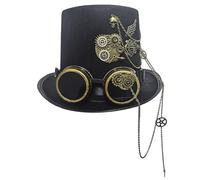 Choomomo Victorian Steampunk Top Hat, Classic Goggles Vintage Accessories Set For Adult Halloween Dress Up Black B One Size