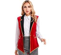 Choomomo Women Ringmaster Jacket Tailcoat Magician Sleeveless Costume Circus Carnival Party Outfits Red S