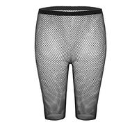 Choomomo Women's 3/4 Length Fishnet Mesh See Through Slim Fit Leggings Short Half Pants Black C One Size