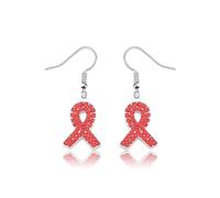 CHOORO AIDS HIV Awareness Jewelry Red Awareness Earrings Gift For Warrior, Stainless Steel, Alloy and Rhinestone, No Gemstone