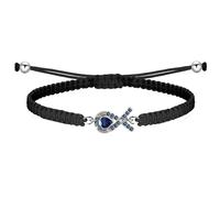 CHOORO Blue Awareness Ribbon Charm Adjustable Bracelet Colon Cancer Dark Blue Awareness Gift for Cancer Survivor, Adjustable braided rope and copper, no gemstone