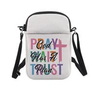 CHOORO Christian Gift Pray Wait Trust God Has a Plan Crossbody Bag Religious Gift Jesus Sling Bag