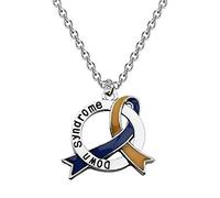 CHOORO Down Syndrome Awareness Gift Blue and Yellow Ribbon Necklace