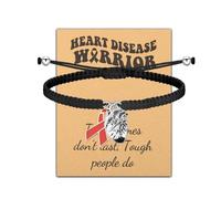 CHOORO Heart Attack Survivor Gift Heart Disease Warrior Adjustable Bracelet, Adjustable braided rope and alloy, no gemstone
