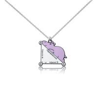 CHOORO Hippo Lover Gifts Hippo Hippopotenuse Charm Necklace Gifts Hippopotamus Geometry Funny Math Lover Gift Hippo Theme Gift, Metal, No Gemstone