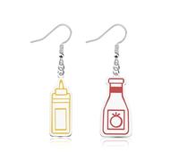 CHOORO Ketchup & Mustard Earrings Jewelry BBQ Jewelry Tomato Sauce Food Earrings for Hot Dog & BBQ Party, Stainless Steel, No Gemstone