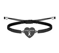 CHOORO Lung Cancer Awareness White Ribbon Adjustable Bracelet Lung Cancer Awareness Gift For Her, rope and alloy, no gemstone