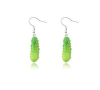 CHOORO Pickle Cucumber Dangle Earrings/Zipper Pull Pickle Vegetable Lovers Gifts Cucumber Jewelry, Stainless steel and alloy, No Gemstone